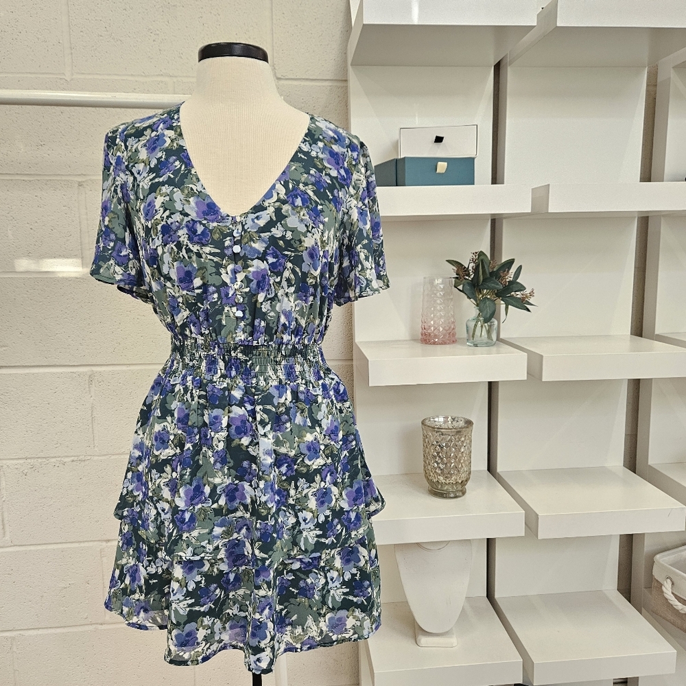 Watercolor floral minidress